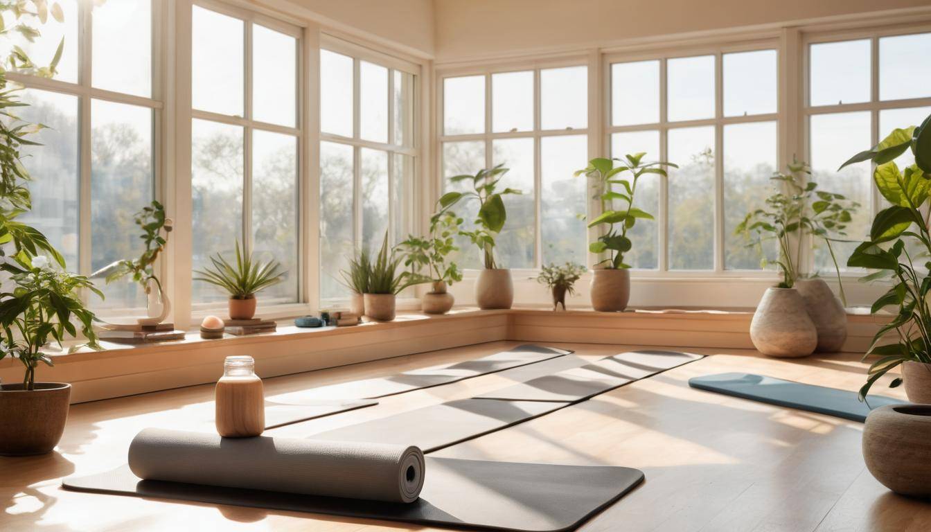 Calm yoga studio scene